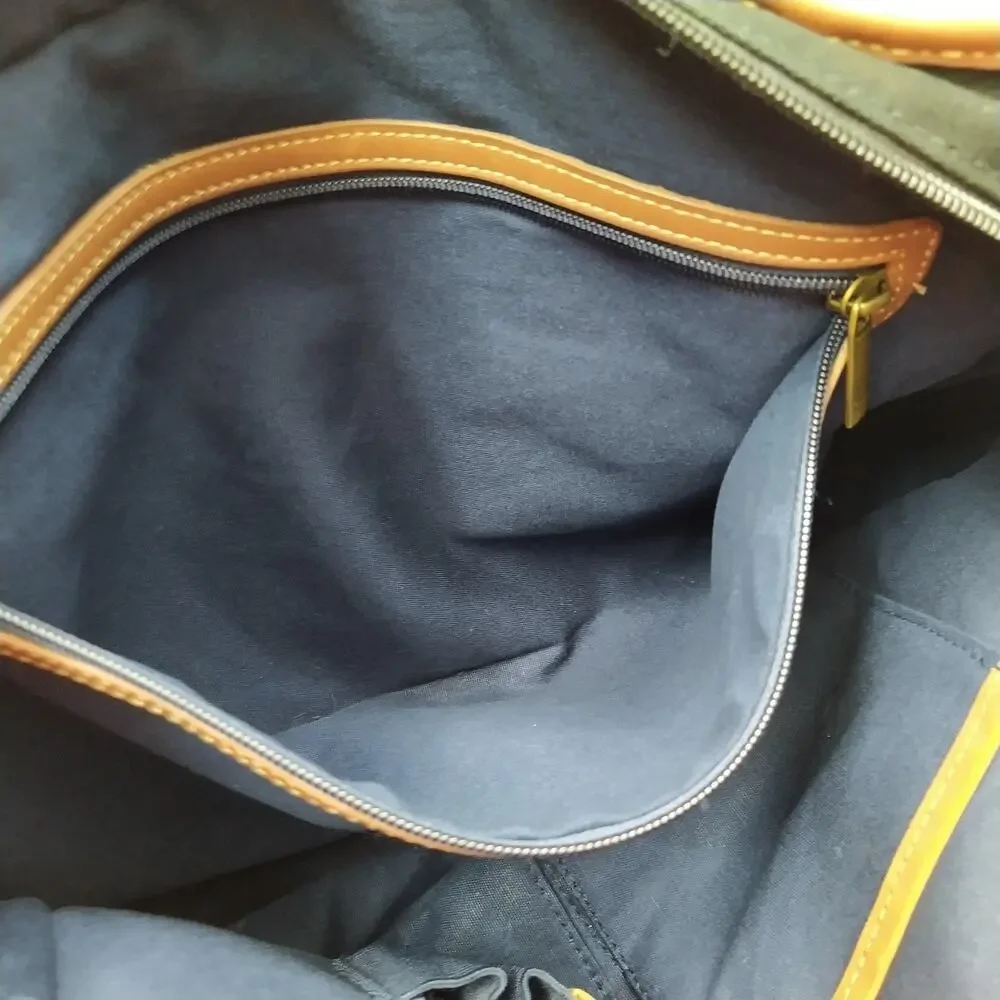 Tommy Hilfiger Dark Blue Canvas Double Handles Zipper Messenger Laptop Bag